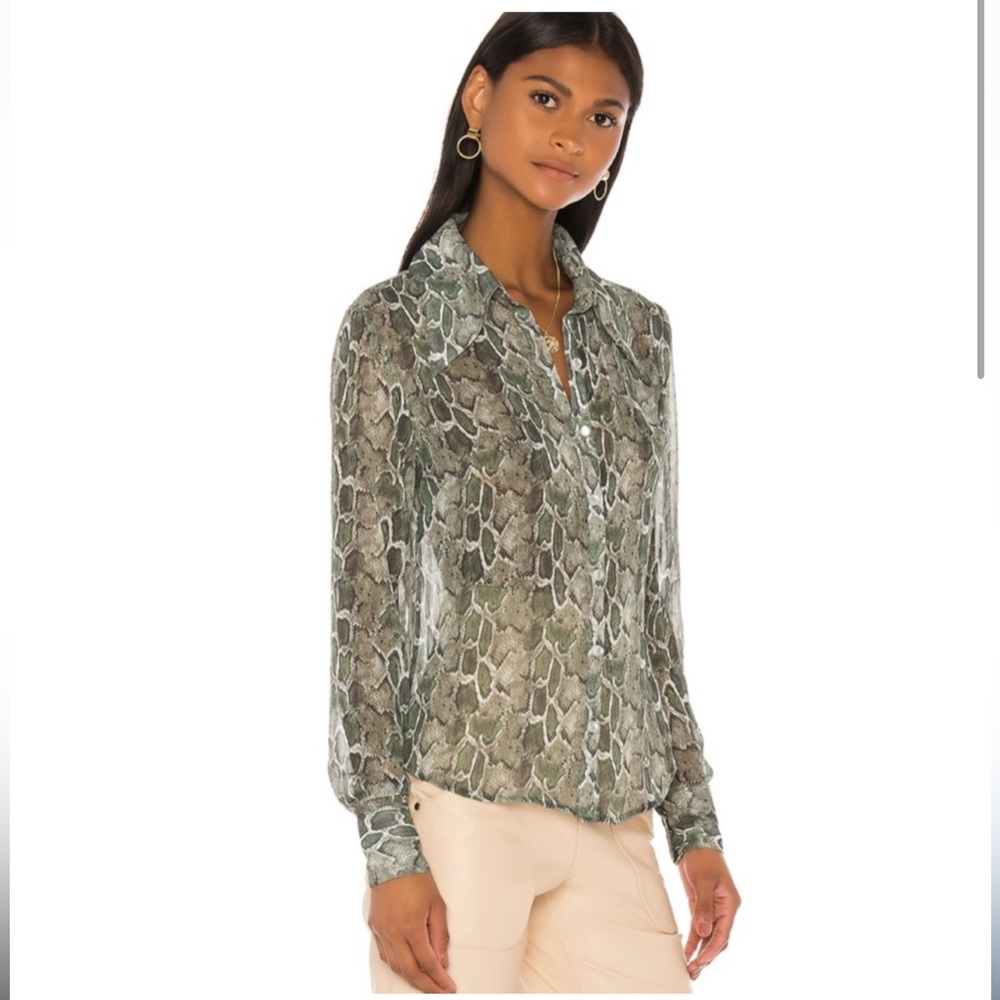 Song of Style Green Snake Chifon button shirt